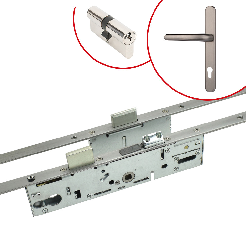 ERA 2 Deadbolt Front Door Lock Kit with Door Cylinder & SOX Stainless Steel Door Handle - Satin Chrome (35mm Backset)